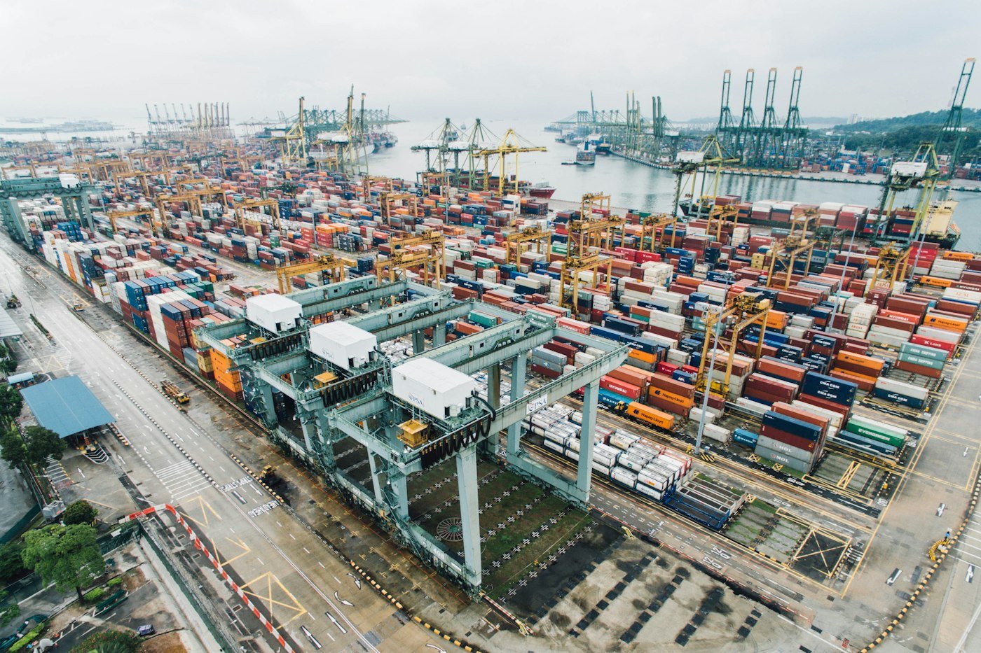 Vessel Carrying Global Containers in Ocean Transit